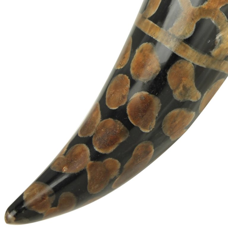 Medieval Drinking Horn with Brown Leather Holder