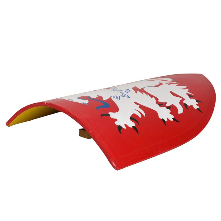 Medieval Heater Shield - White Lion on Red Field