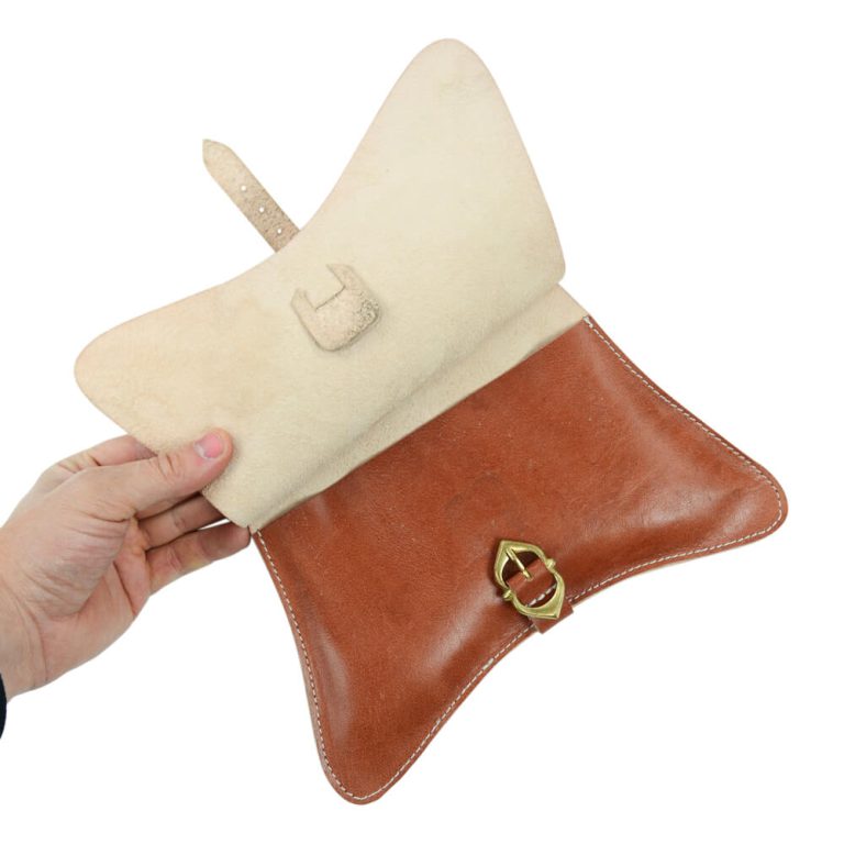 Medieval Leather Belt Pouch with Embossed Crosses