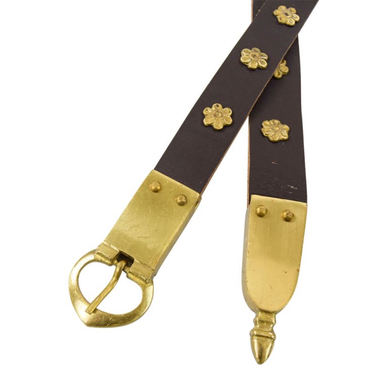 Medieval Leather Belt with Brass Rosettes