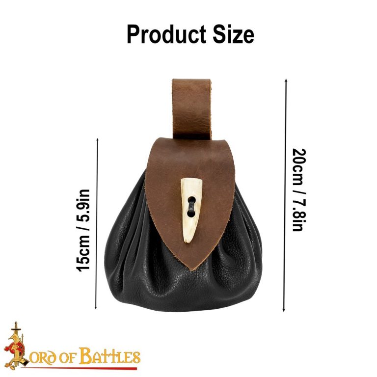 Medieval Leather Pouch with Bone Toggle Closure