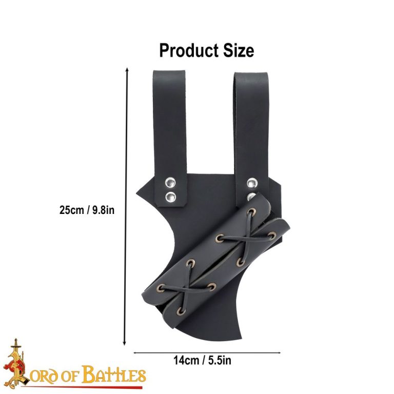 Medieval Leather Sword Frog with Adjustable Holder - Black