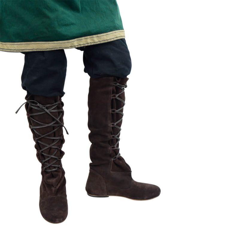 Medieval Suede Leather Boots with Hard Leather Soles