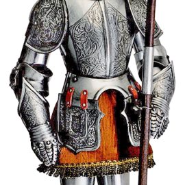 Miniature 16th Century Spanish Suit of Armor with Halberd