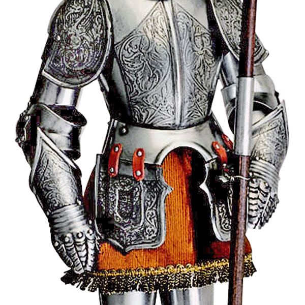 Miniature 16th Century Spanish Suit of Armor with Halberd