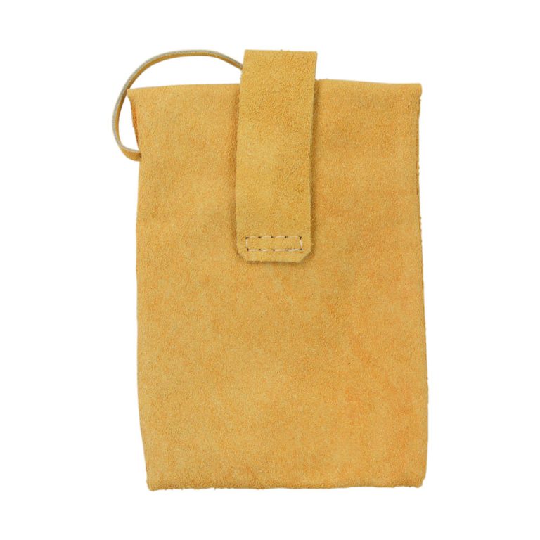 Natural Suede Leather Belt Pouch with Horn Toggle