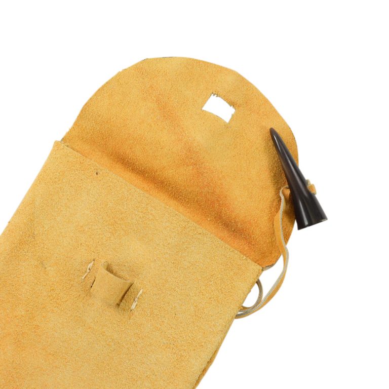 Natural Suede Leather Belt Pouch with Horn Toggle