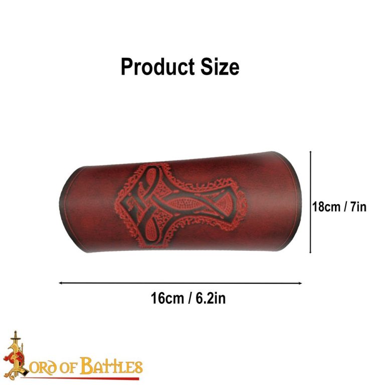 Norse Thors Hammer Mjolnir Leather Bracers Set