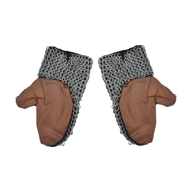 Padded Chainmail Mitten Gauntlets - Alternating Dome Riveted Mild Steel Flat Rings