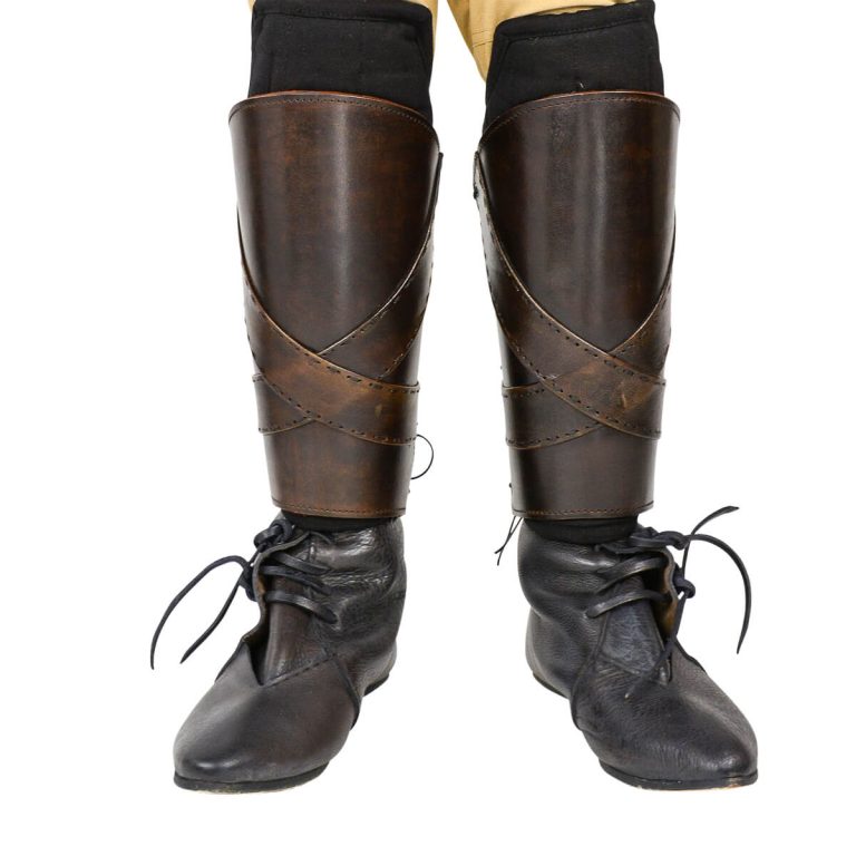 Padded Leather Greaves with Banding