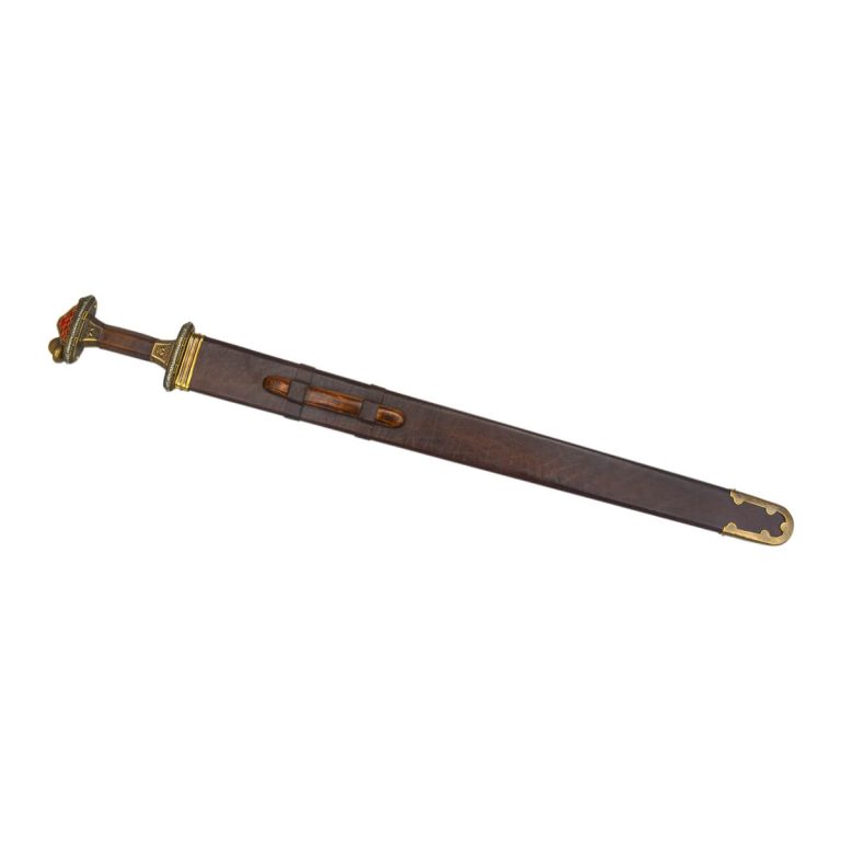 Scandinavian Vendel Chieftain's Sword with Damascus Blade - Brass Hilt with Tin Plated Accents