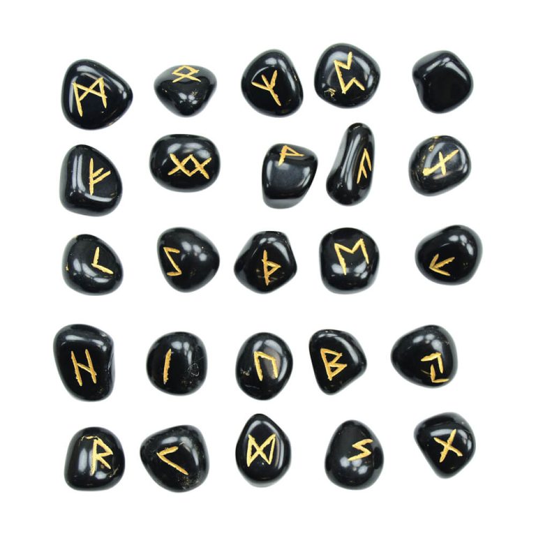 Set of Etched Viking Runestones with Bag - 25 Runes