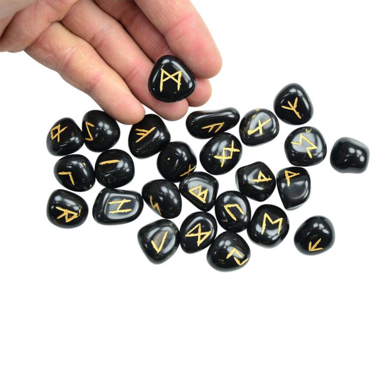 Set of Etched Viking Runestones with Bag - 25 Runes