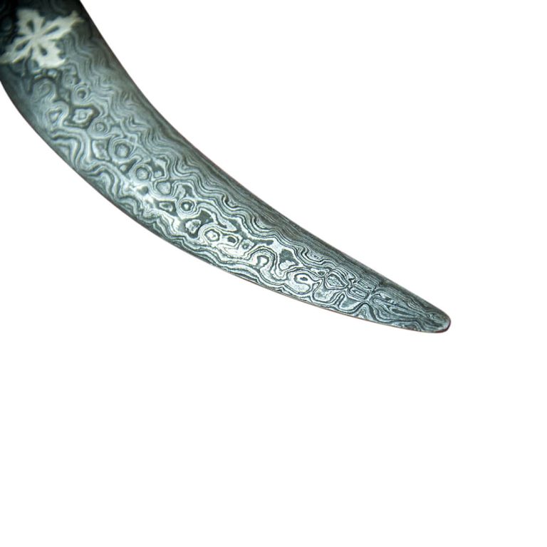 Small Damascus and Koftgari Indian Dagger with horse pommel