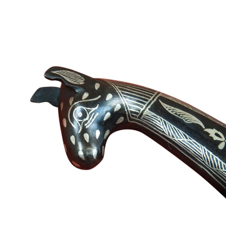 Small Damascus and Koftgari Indian Dagger with horse pommel