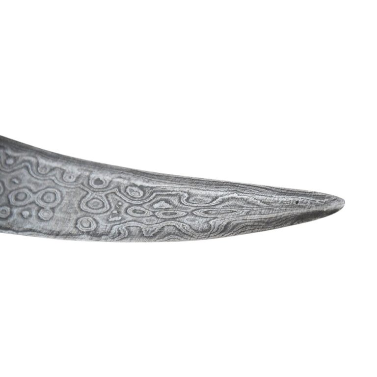 Small Damascus and Koftgari Inlay Indian Dagger with Tiger Head Pommel