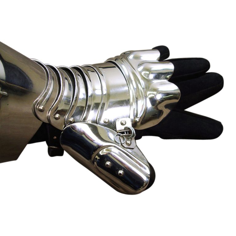 Stainless Steel Medieval Fingerless Gauntlets with Leather Gloves