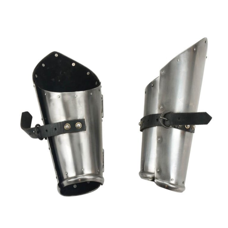 Steel Hinged Bracers with Leather Lining - 16 Gauge Steel