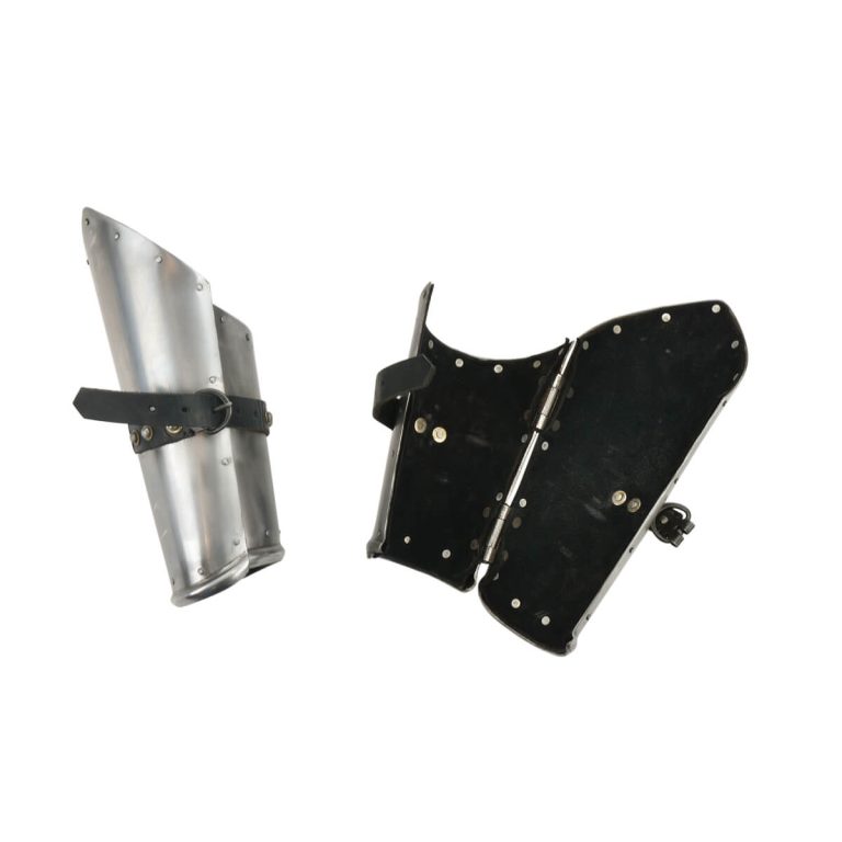 Steel Hinged Bracers with Leather Lining - 16 Gauge Steel
