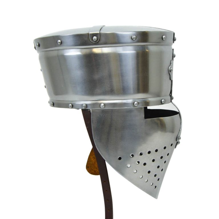 Templar Pot Helm with Faceplate - 18 Gauge