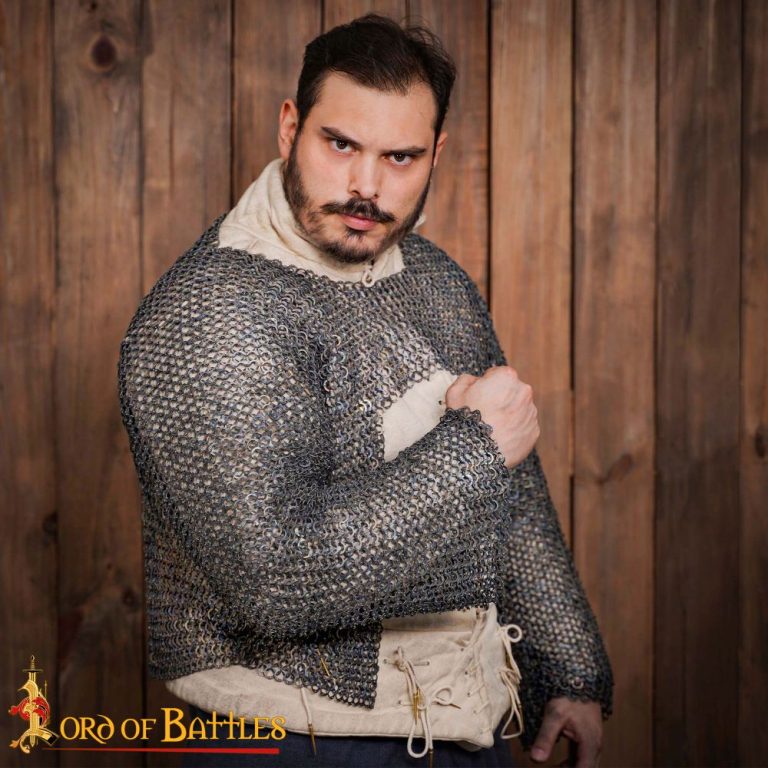 Titanium Chainmail Half Hauberk / Voiders - Dome Riveted Flat Rings