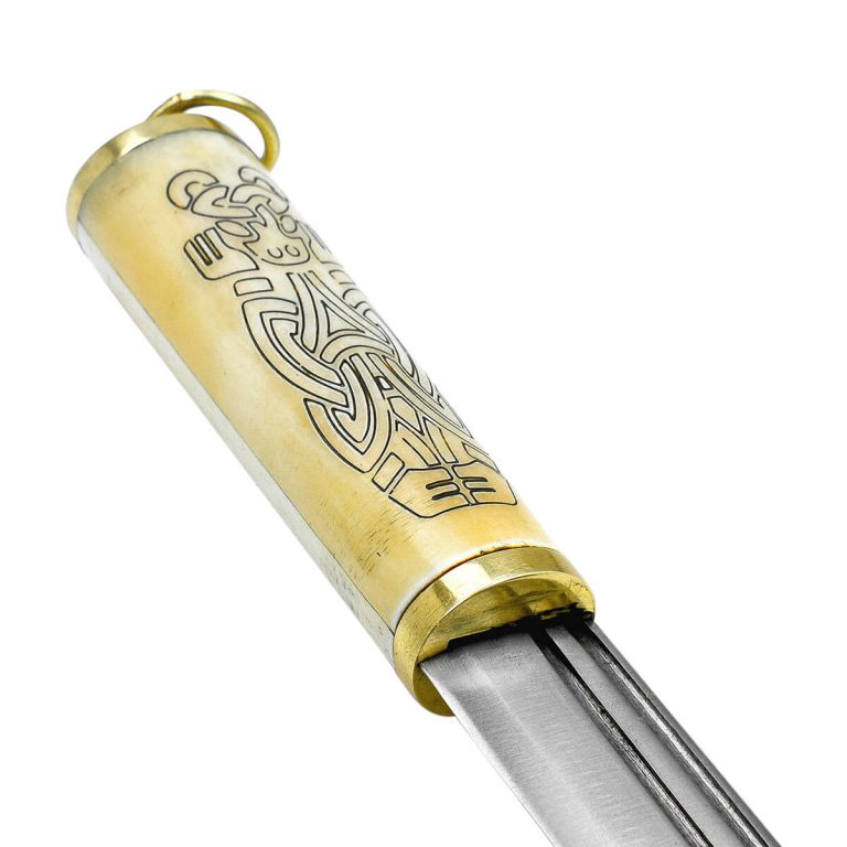 Viking Bone Grip Seax with Etched Norse Design