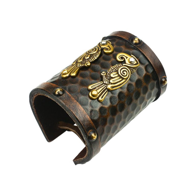 Viking Leather Cuff with Norse Ravens