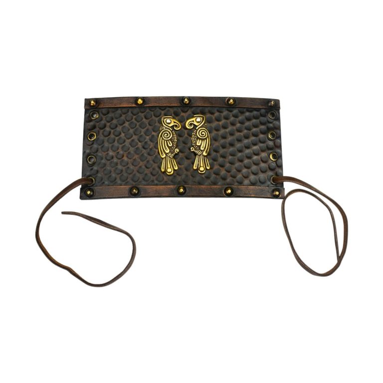 Viking Leather Cuff with Norse Ravens
