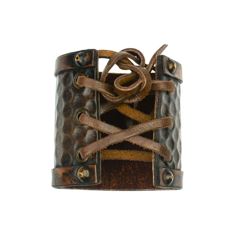 Viking Leather Cuff with Norse Serpents
