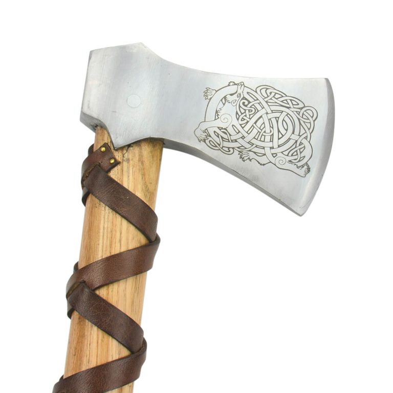 Viking Type K Axe with Etched Norse Wolf Design