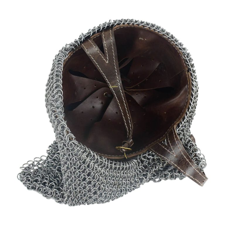 Viking Vendel Helm with Hammered Detail and Camail - 18 Gauge
