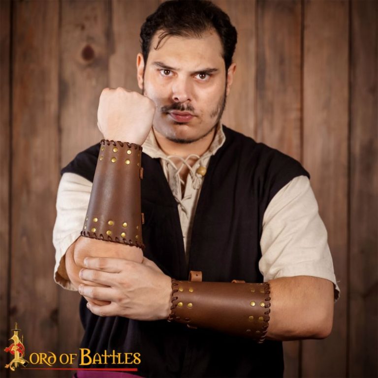 Warriors Leather Bracers Set - Brown