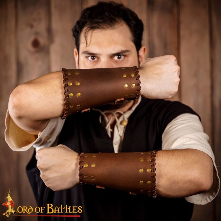 Warriors Leather Bracers Set - Brown