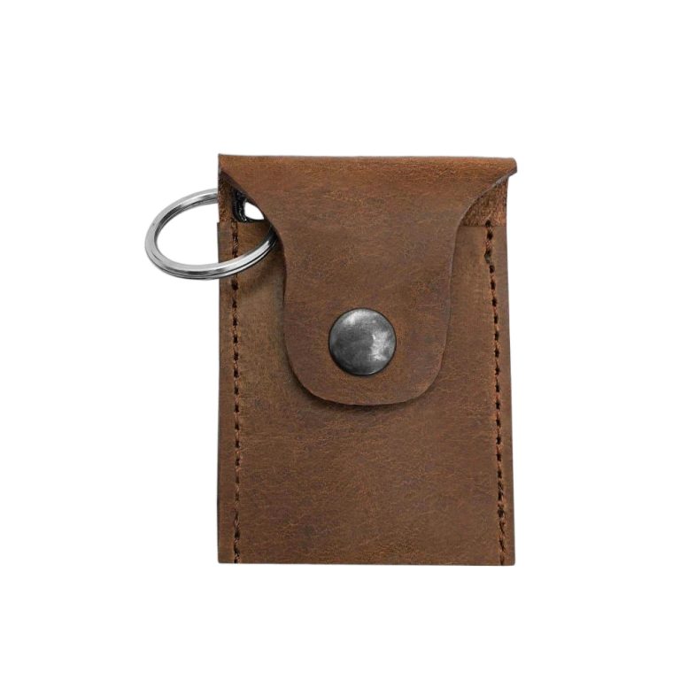 Keychain Coin Pouch  Genuine Leather  Brown