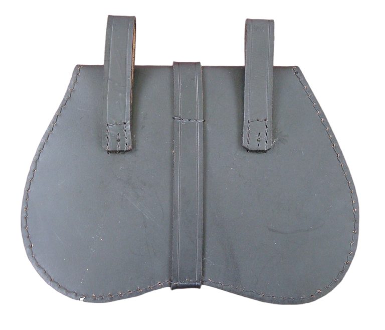 Leather Pouch with Flower Buckle  Black