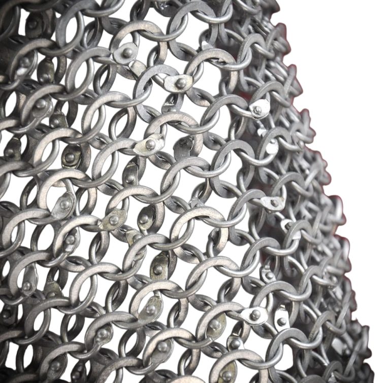 Aluminum Half-Sleeve Haubergeon - Dome Riveted Round Rings and Alternating Flat Rings