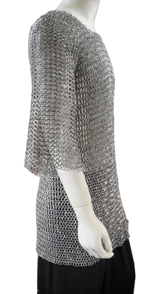 Aluminum Half-Sleeve Haubergeon - Dome Riveted Round Rings and Alternating Flat Rings