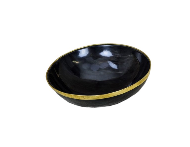 Horn Bowl with Brass Trim