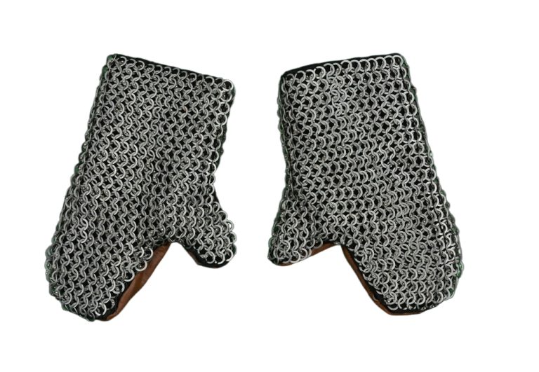 Padded Chainmail Mitten Gauntlets - Alternating Dome Riveted Mild Steel Flat Rings