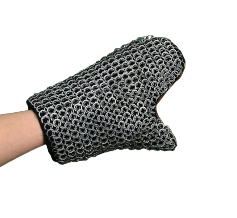Padded Chainmail Mitten Gauntlets - Alternating Dome Riveted Mild Steel Flat Rings