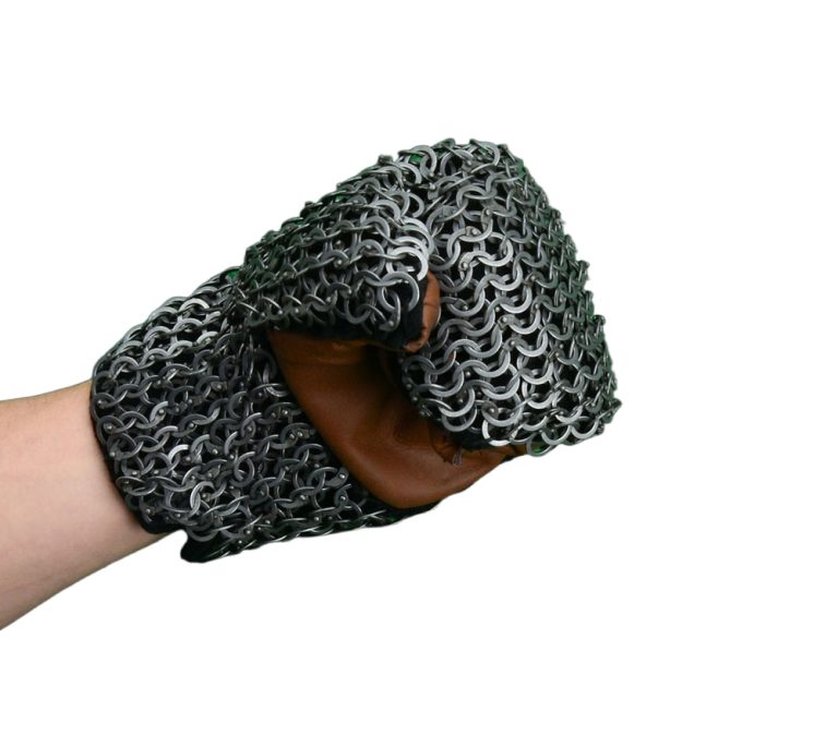 Padded Chainmail Mitten Gauntlets - Alternating Dome Riveted Mild Steel Flat Rings