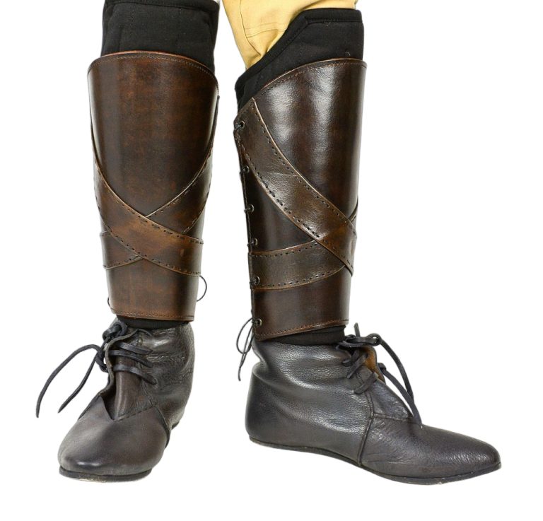 Padded Leather Greaves with Banding