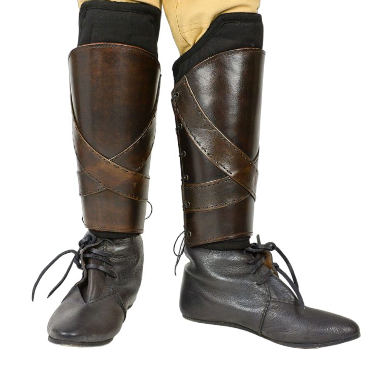 Padded Leather Greaves with Banding