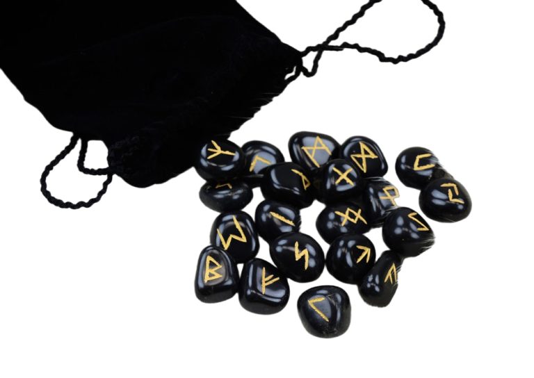 Set of Etched Viking Runestones with Bag - 25 Runes