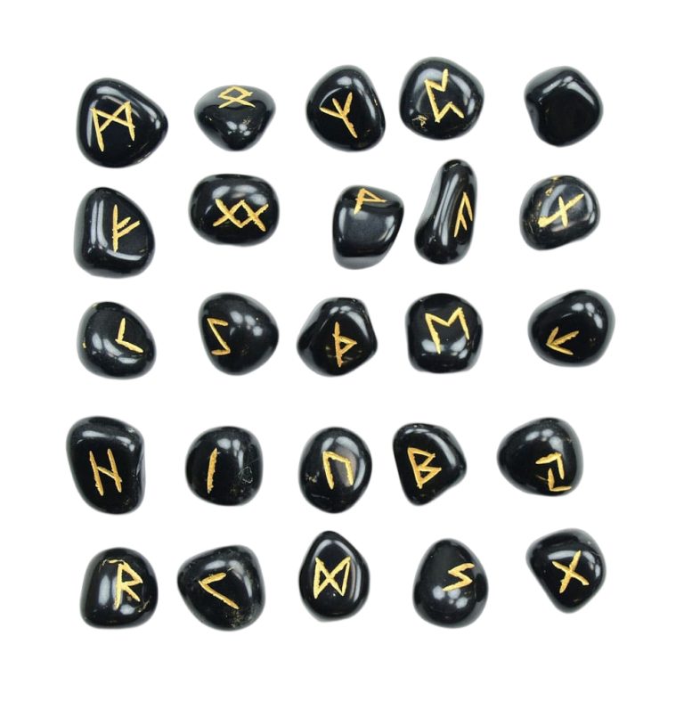 Set of Etched Viking Runestones with Bag - 25 Runes