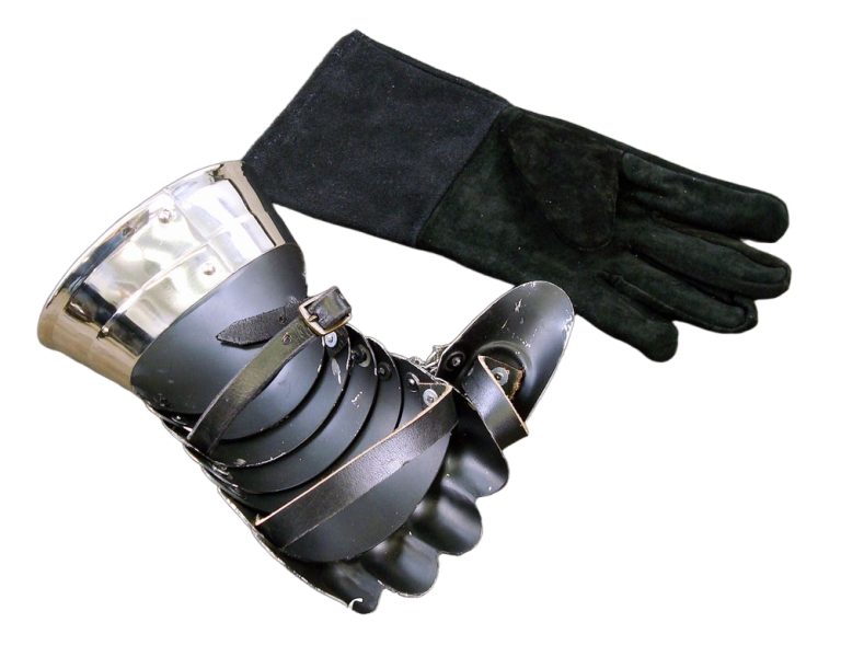 Stainless Steel Medieval Fingerless Gauntlets with Leather Gloves