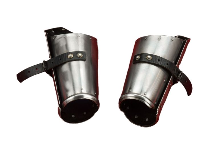 Steel Hinged Bracers with Leather Lining - 16 Gauge Steel