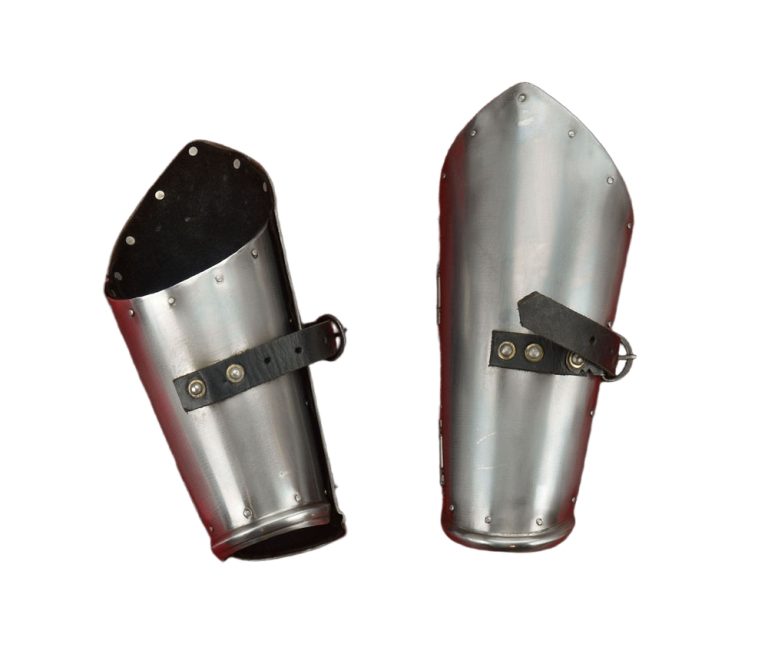 Steel Hinged Bracers with Leather Lining - 16 Gauge Steel