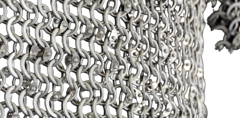 Aluminum Half-Sleeve Haubergeon - Dome Riveted Round Rings and Alternating Flat Rings