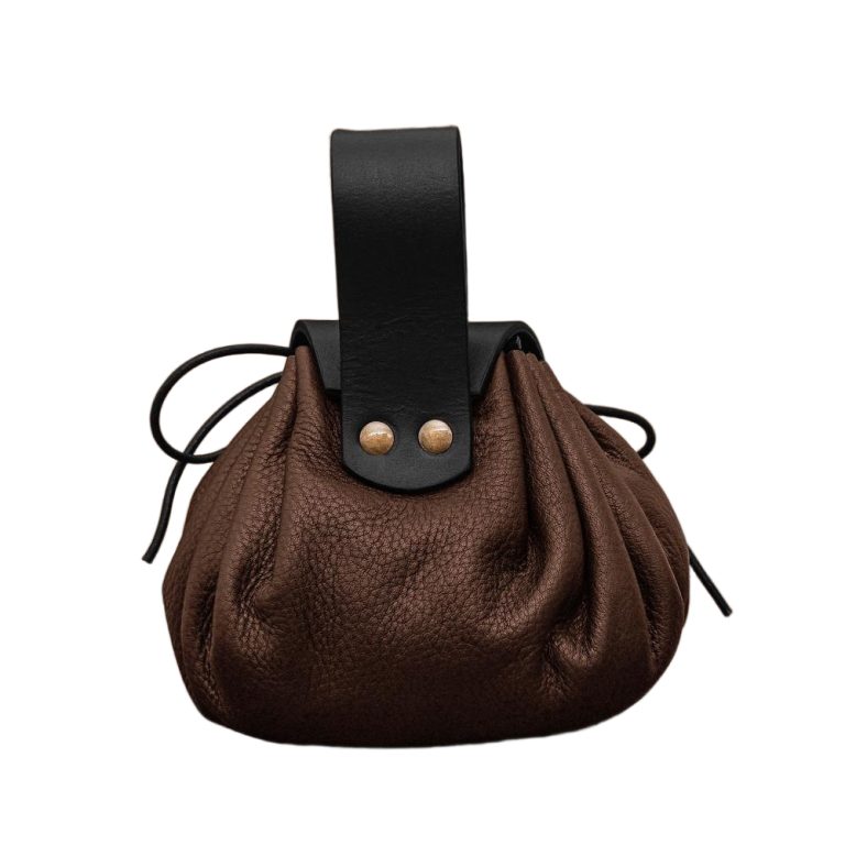 Medieval Leather Pouch with Bone Toggle Closure